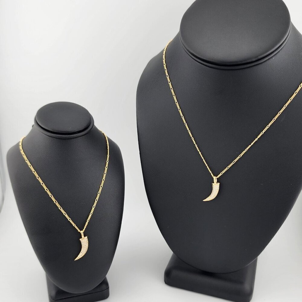 Brand New Brazilian 18k Gold Filled Design of Coyote tooth Figaro Necklace